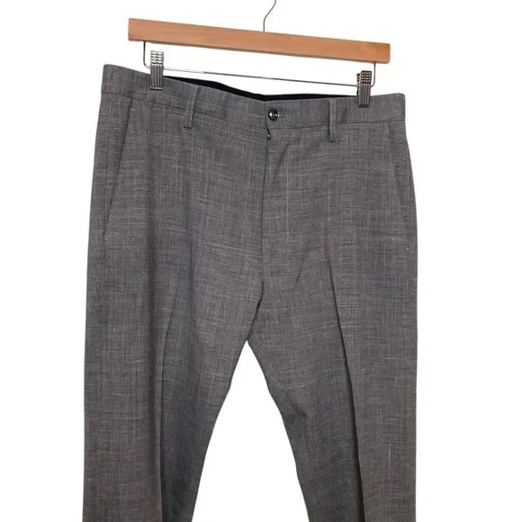 Zanella Mens Size 32 Gray Flat Wool Blend Front Superfine Dress Pants Stretchy